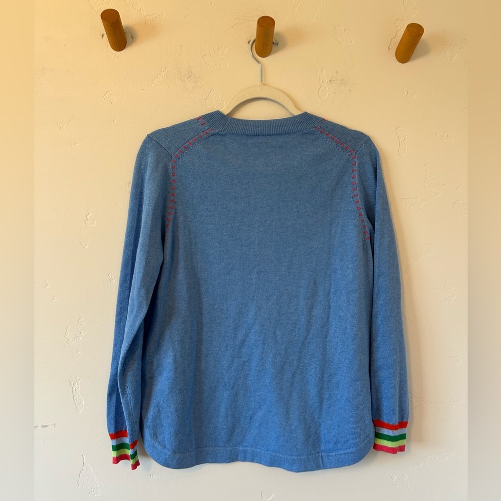 Zaket & Plover Handwork Curve Sweater Rainbow Stripes Cashmere Sz Small - Picture 4 of 8